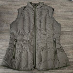 Eddie Bauer Down Women's Olive Quilted Vest Goose Down Jacket Small